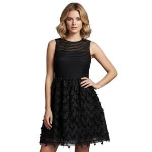 Nanette Lepore Dress Sleeveless Fit Flare Mini Embroidered Swiss Clip Dot Sz 10